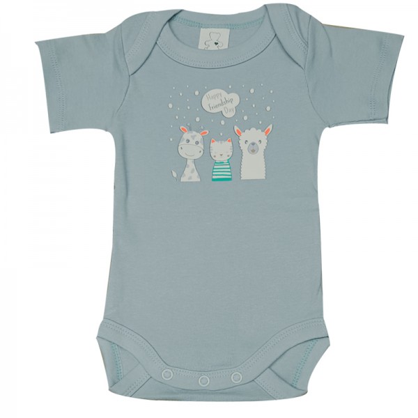 Bebecooney Κοντομάνικο Φορμάκι-Εσώρουχο Ζωάκια Μπλε 9-12 Μηνών 3906