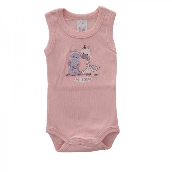 Bebecooney Αμάνικο Φορμάκι-Εσώρουχο Best Friends Σωμόν 3-6 Μηνών 4902