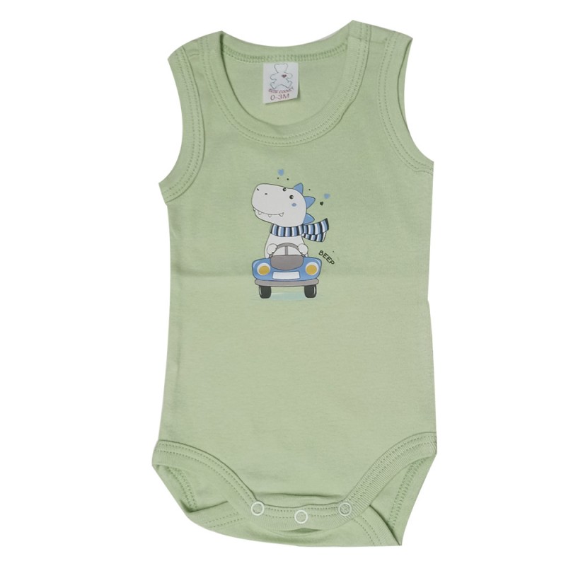 Bebecooney Αμάνικο Φορμάκι-Εσώρουχο Beep Λάιμ-Σιέλ 6-9 Μηνών 4905