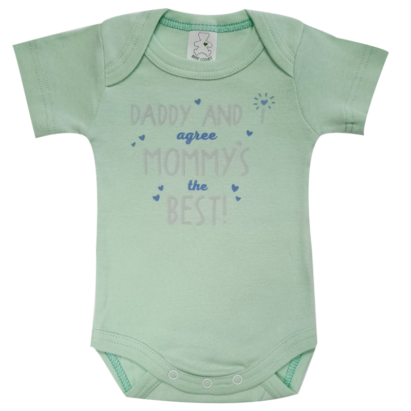 Bebecooney Κοντομάνικο Φορμάκι-Εσώρουχο Daddy Mommy Μέντα-Σιέλ 9-12 Μηνών 9965