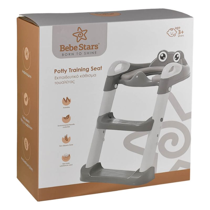 Bebe Stars Frog Εκπαιδευτικό Κάθισμα Τουαλέτας Με Χερούλια Και Σκαλοπατάκια Forest Green