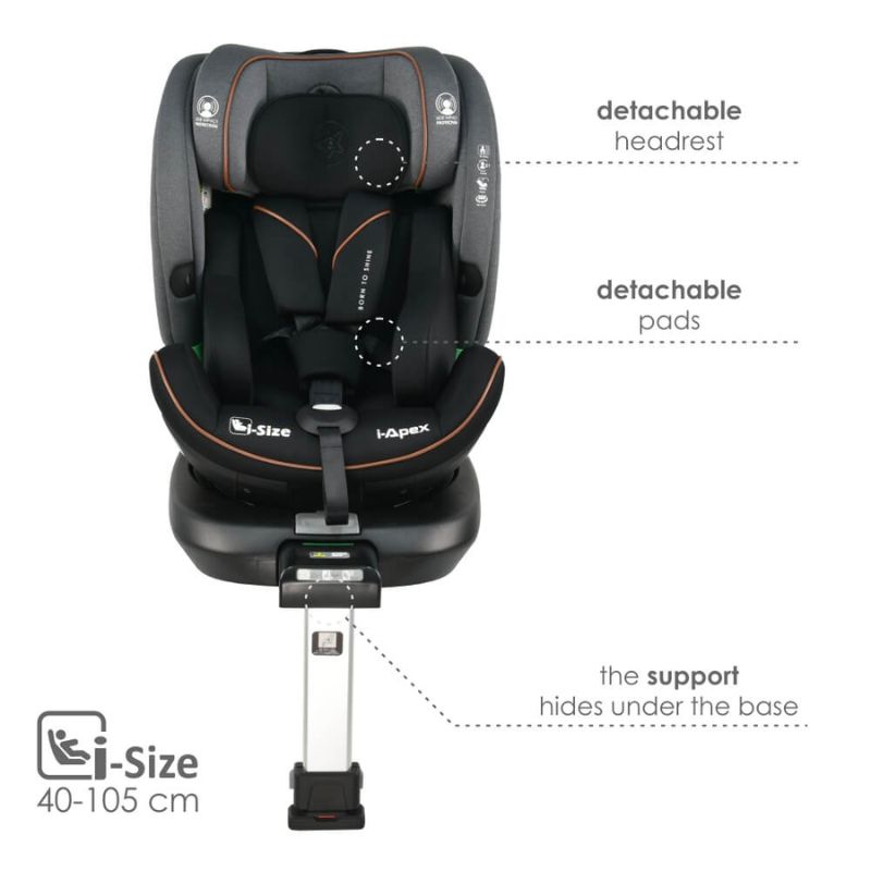 Bebe Stars i–Apex i-Size Κάθισμα Αυτοκινήτου Για 40-150cm Grey