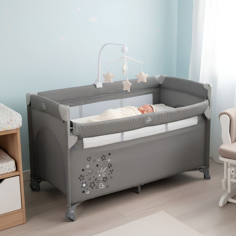 Belletti Play & Sleep By Me Παρκοκρέβατο & Λίκνο 2-Σε-1 60*120cm Gray