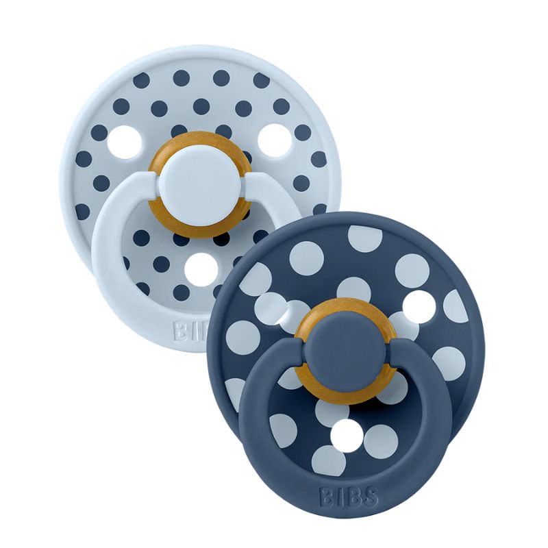 Bibs Studio Polka Colour Σετ Στρογγυλές Πιπίλες Latex Νο2 6-18 Μηνών Baby Blue / Steel Blue