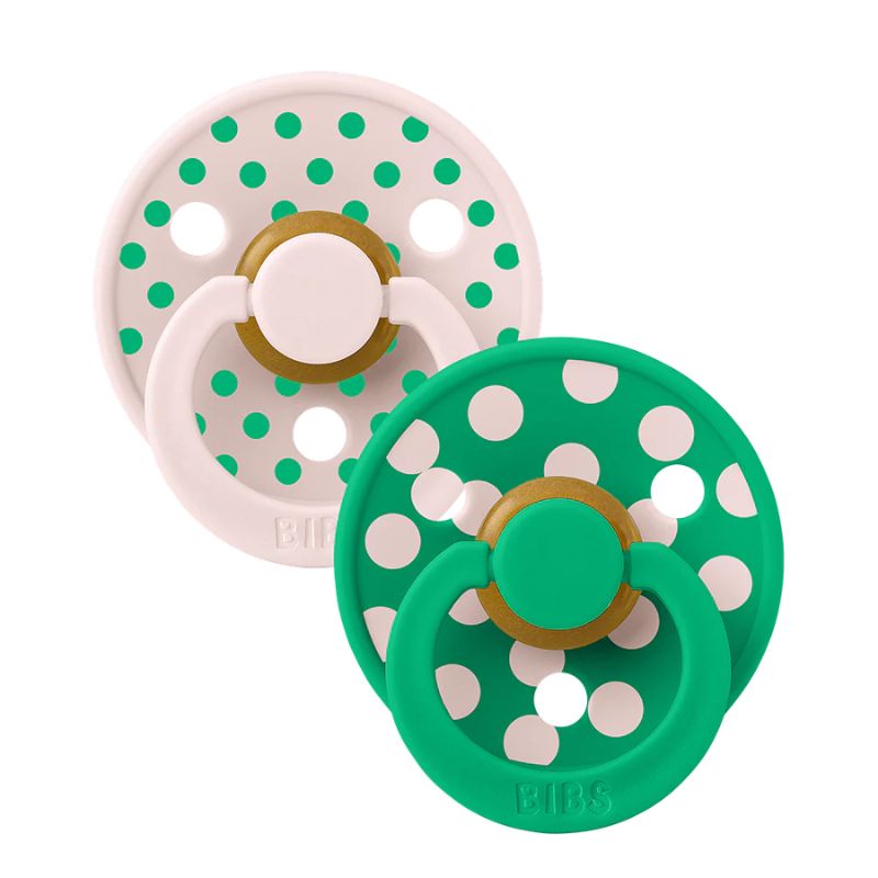 Bibs Studio Polka Colour Σετ Στρογγυλές Πιπίλες Latex Νο1 0-6 Μηνών Petal / Cactus