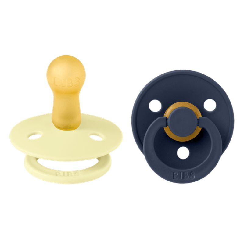 Bibs Colour Σετ Στρογγυλές Πιπίλες Latex 2 τμχ Νο1 0-6 Μηνών Dusky Luna / Deep Space
