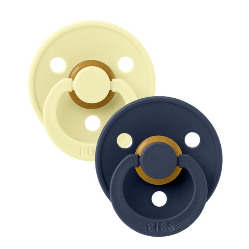 Bibs Colour Σετ Στρογγυλές Πιπίλες Latex 2 τμχ Νο1 0-6 Μηνών Dusky Luna / Deep Space