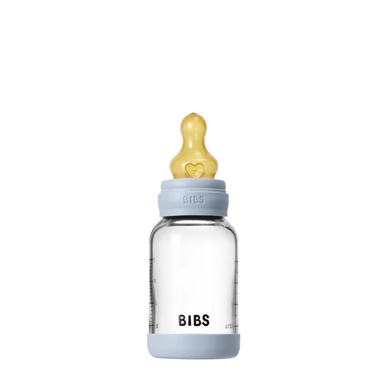 Bibs Γυάλινο Μπιμπερό Με Latex Θηλή 120ml Baby Blue