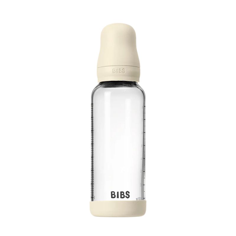 Bibs Γυάλινο Μπιμπερό Με Σιλικονούχα Θηλή 240ml Ivory