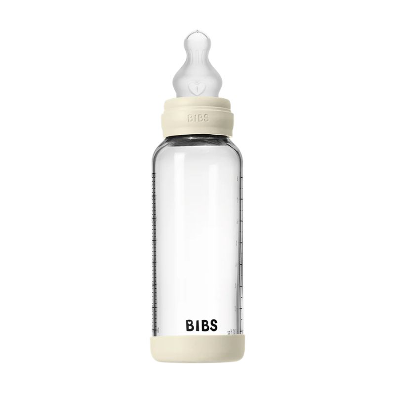Bibs Γυάλινο Μπιμπερό Με Σιλικονούχα Θηλή 240ml Ivory