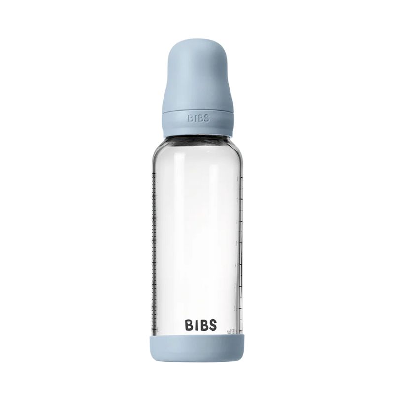 Bibs Γυάλινο Μπιμπερό Με Latex Θηλή 240ml Baby Blue