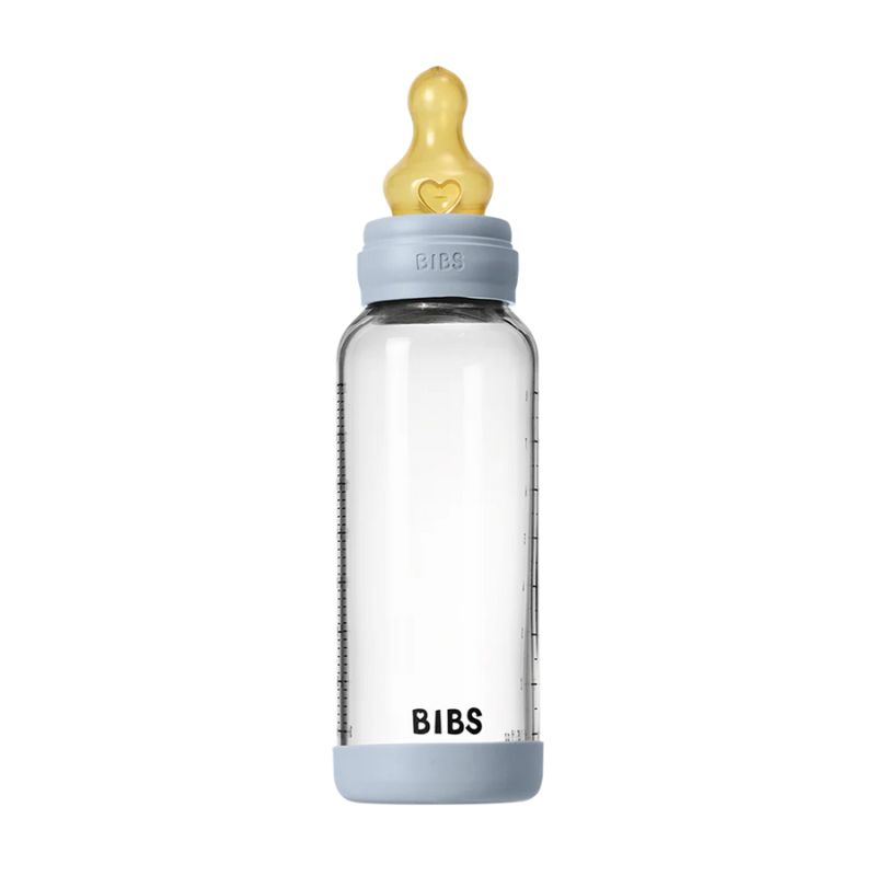 Bibs Γυάλινο Μπιμπερό Με Latex Θηλή 240ml Baby Blue