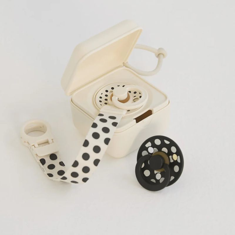 Bibs Loop Studio Polka Κλιπ Πιπίλας Για 0+ Μηνών Ivory / Black