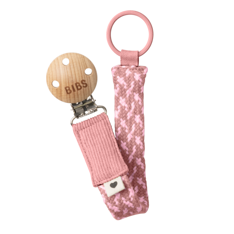 Bibs Braid Κλιπ Πιπίλας Για 0+ Μηνών Dusty Pink / Baby Pink