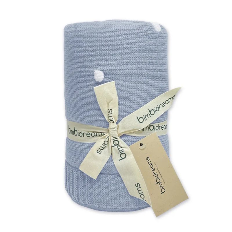 Bimbidreams Πλεκτή Κουβέρτα Με Fleece Coralina 80cm * 110cm Blue Grey Bimbidreams Πλεκτή Κουβέρτα Με Fleece Coralina 80cm * 110cm Blue Grey