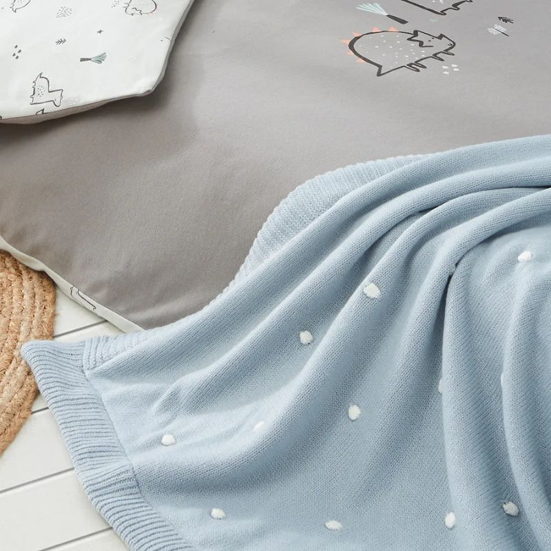 Bimbidreams Πλεκτή Κουβέρτα Με Fleece Coralina 80cm * 110cm Blue Grey Bimbidreams Πλεκτή Κουβέρτα Με Fleece Coralina 80cm * 110cm Blue Grey