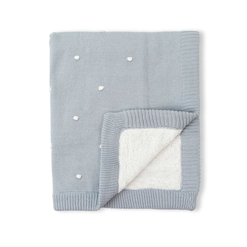 Bimbidreams Πλεκτή Κουβέρτα Με Fleece Coralina 80cm * 110cm Blue Grey Bimbidreams Πλεκτή Κουβέρτα Με Fleece Coralina 80cm * 110cm Blue Grey
