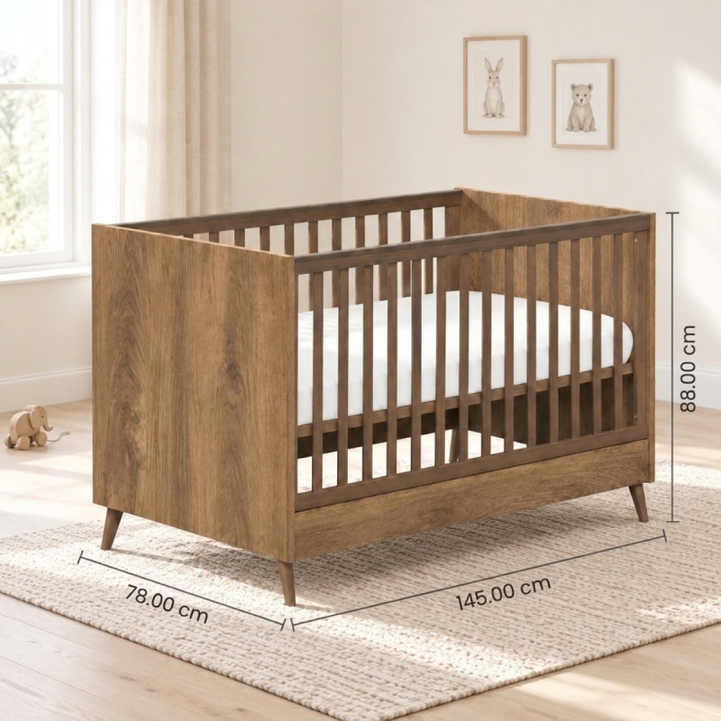 Casababy Elia Walnut Βρεφικό Κρεβάτι Μετατρεπόμενο