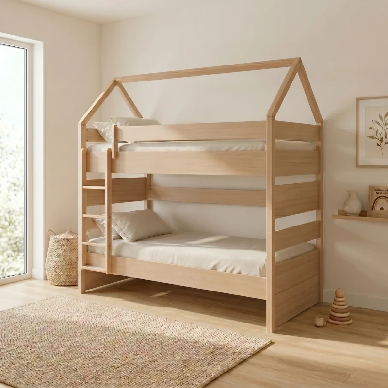 Casakids Kiddy Natural Κουκέτα Μετατρεπόμενη με Αποσπώμενη Σκάλα