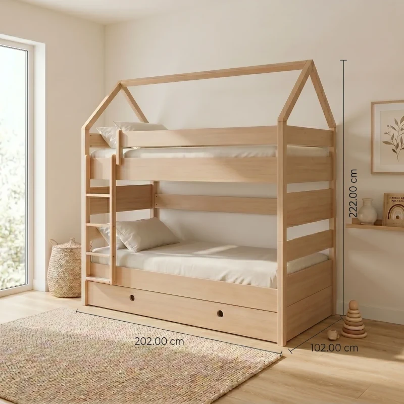 Casakids Kiddy Natural Κουκέτα Μετατρεπόμενη με Αποσπώμενη Σκάλα