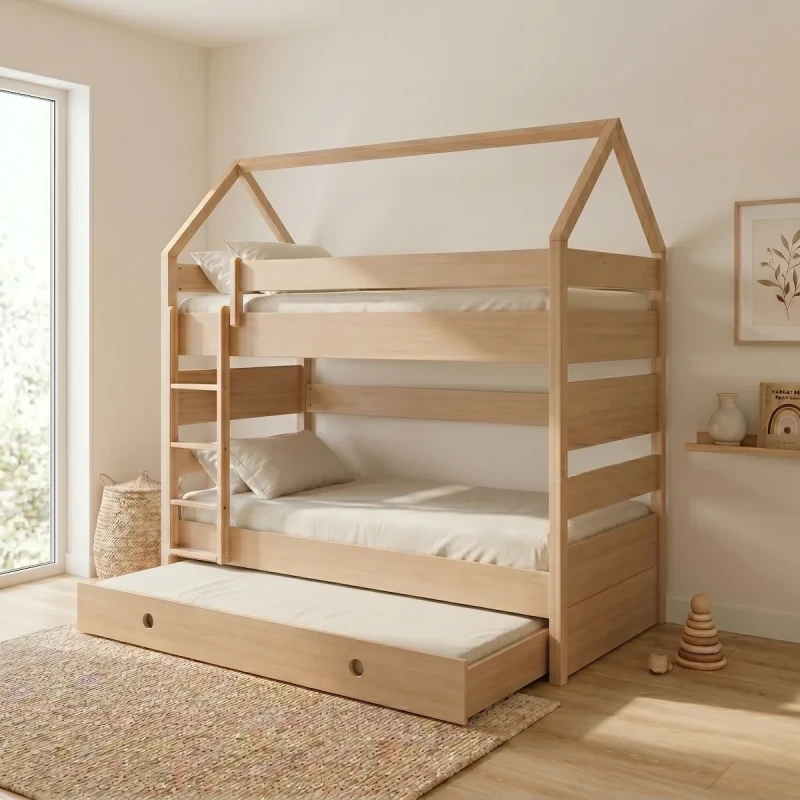 Casakids Kiddy Natural Κουκέτα Μετατρεπόμενη με Αποσπώμενη Σκάλα