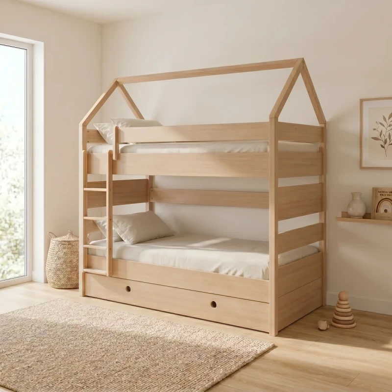 Casakids Kiddy Natural Κουκέτα Μετατρεπόμενη με Αποσπώμενη Σκάλα