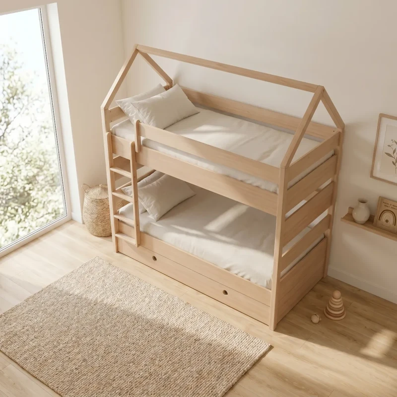 Casakids Kiddy Natural Κουκέτα Μετατρεπόμενη με Αποσπώμενη Σκάλα