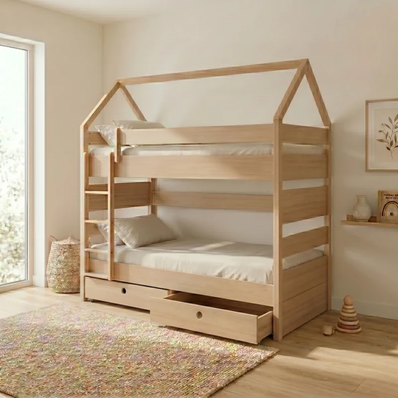 Casakids Kiddy Natural Κουκέτα Μετατρεπόμενη με Αποσπώμενη Σκάλα