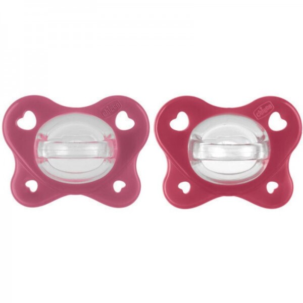 Chicco Physioforma Dual Soft Σετ Σιλικονούχες Πιπίλες 2 τμχ Για 16-36 Μηνών Κόκκινο / Ροζ