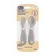 Chicco First Cutlery Σετ Κουταλοπίρουνα 2 τμχ Για 12+ Μηνών Grey