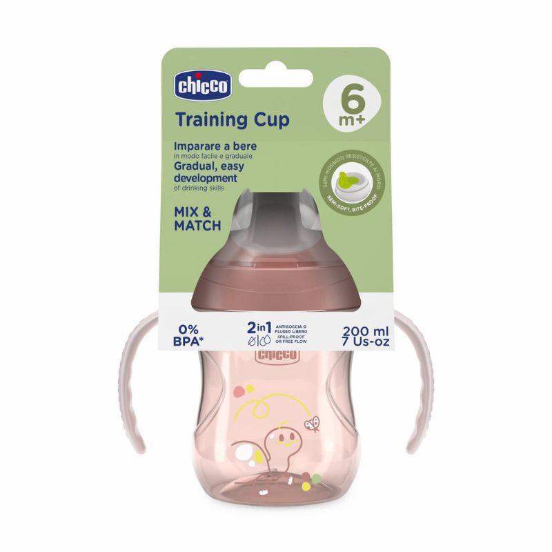 Chicco Training Cup Εκπαιδευτικό Ποτήρη Με Μαλακό Στόμιο Για 6+ Μηνών 200ml Pink