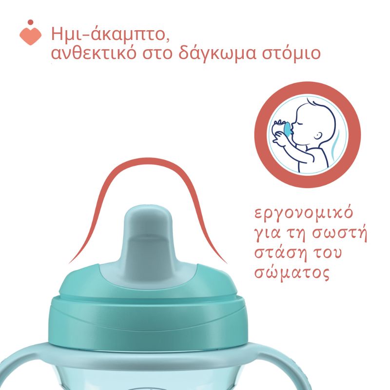 Chicco Training Cup Εκπαιδευτικό Ποτήρη Με Μαλακό Στόμιο Για 6+ Μηνών 200ml Sky Blue