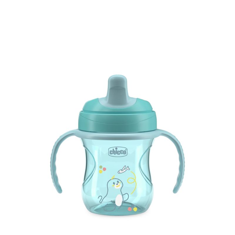 Chicco Training Cup Εκπαιδευτικό Ποτήρη Με Μαλακό Στόμιο Για 6+ Μηνών 200ml Sky Blue