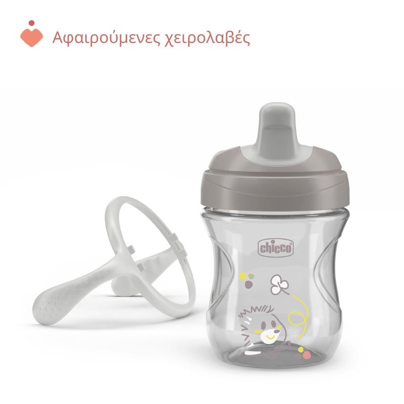 Chicco Training Cup Εκπαιδευτικό Ποτήρι Με Μαλακό Στόμιο Για 6+ Μηνών 200ml Grey