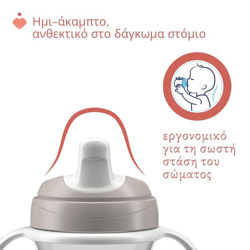 Chicco Training Cup Εκπαιδευτικό Ποτήρι Με Μαλακό Στόμιο Για 6+ Μηνών 200ml Grey