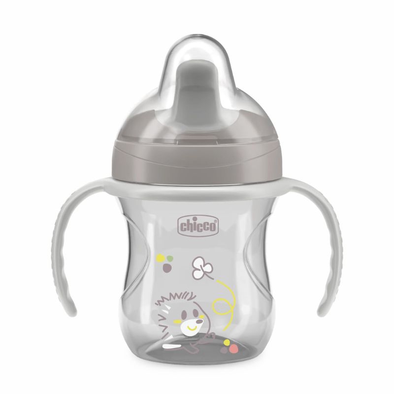 Chicco Training Cup Εκπαιδευτικό Ποτήρι Με Μαλακό Στόμιο Για 6+ Μηνών 200ml Grey