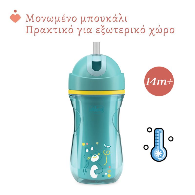 Chicco Sport Εκπαιδευτικό Ποτήρι Με Καλαμάκι Για 14+ Μηνών 260ml Sky Blue
