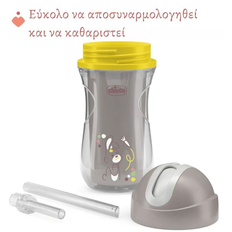 Chicco Sport Εκπαιδευτικό Ποτήρι Με Καλαμάκι Για 14+ Μηνών 260ml Grey