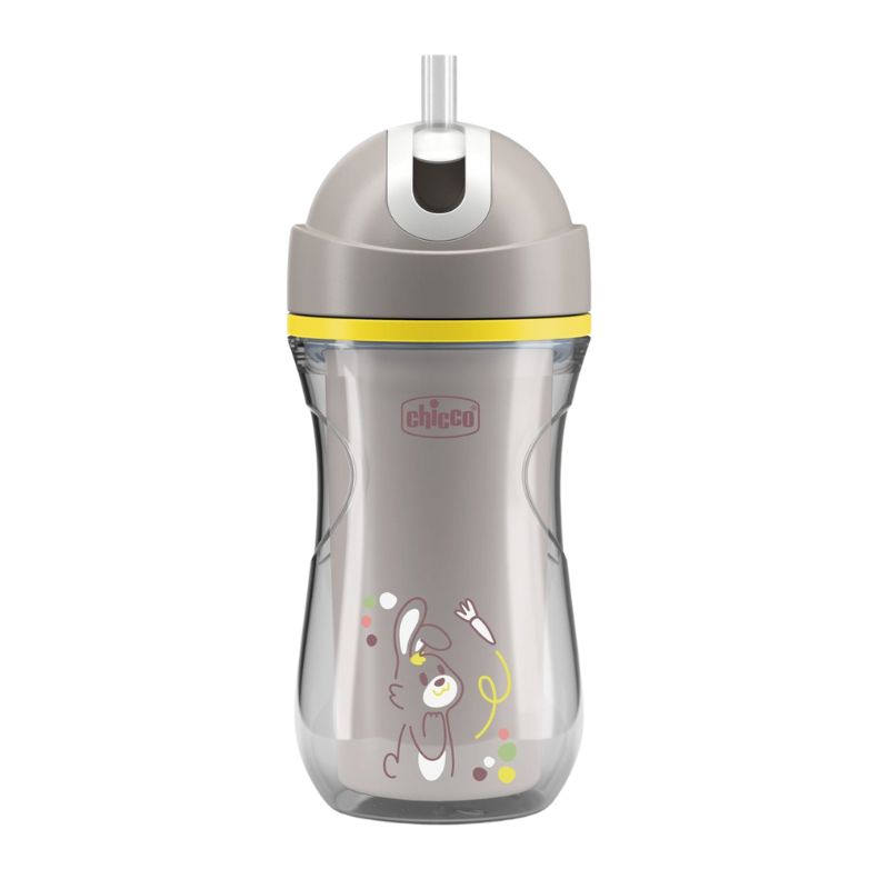 Chicco Sport Εκπαιδευτικό Ποτήρι Με Καλαμάκι Για 14+ Μηνών 260ml Grey