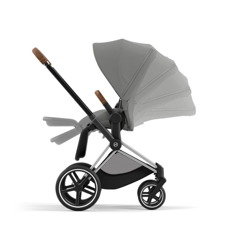 Cybex Priam Βρεφικό Καρότσι Mirage Grey | dark grey Με Σκελετό Chrome Brown | chrome