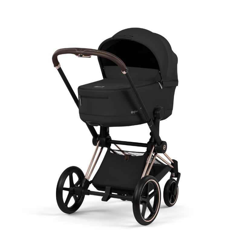 Cybex Priam Comfort Σύστημα Μεταφοράς 2-Σε-1 Με Αναδιπλούμενο Πορτ Μπεμπέ Sepia Black | black Με Σκελετό Rosegold | rosegold