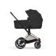 Cybex Priam Comfort Σύστημα Μεταφοράς 2-Σε-1 Με Αναδιπλούμενο Πορτ Μπεμπέ Sepia Black | black Με Σκελετό Rosegold | rosegold