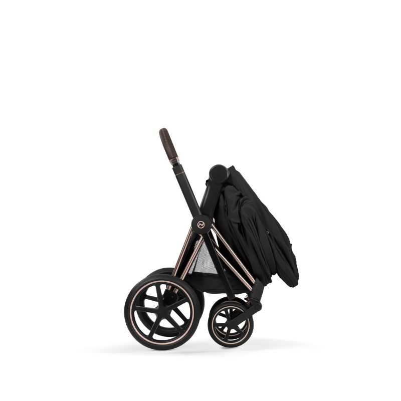 Cybex Priam Comfort Σύστημα Μεταφοράς 2-Σε-1 Με Αναδιπλούμενο Πορτ Μπεμπέ Sepia Black | black Με Σκελετό Rosegold | rosegold