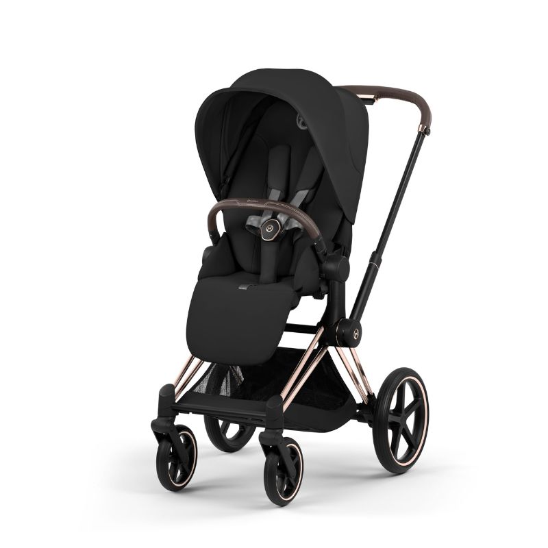 Cybex Priam Comfort Σύστημα Μεταφοράς 2-Σε-1 Με Αναδιπλούμενο Πορτ Μπεμπέ Sepia Black | black Με Σκελετό Rosegold | rosegold