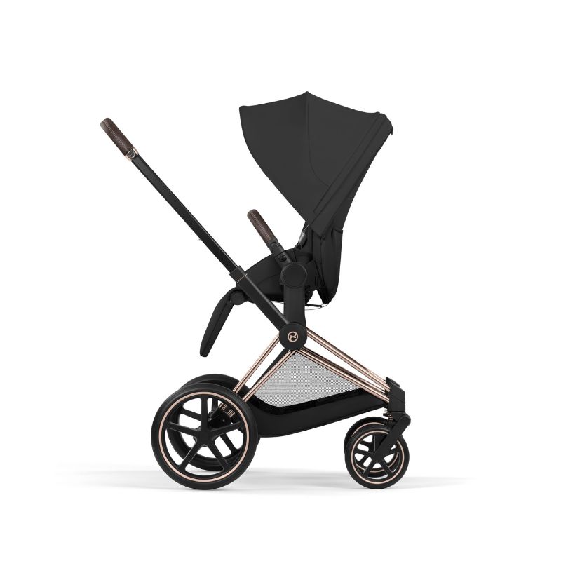 Cybex Priam Comfort Σύστημα Μεταφοράς 2-Σε-1 Με Αναδιπλούμενο Πορτ Μπεμπέ Sepia Black | black Με Σκελετό Rosegold | rosegold