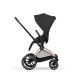 Cybex Priam Comfort Σύστημα Μεταφοράς 2-Σε-1 Με Αναδιπλούμενο Πορτ Μπεμπέ Sepia Black | black Με Σκελετό Rosegold | rosegold
