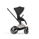 Cybex Priam Comfort Σύστημα Μεταφοράς 2-Σε-1 Με Αναδιπλούμενο Πορτ Μπεμπέ Sepia Black | black Με Σκελετό Rosegold | rosegold