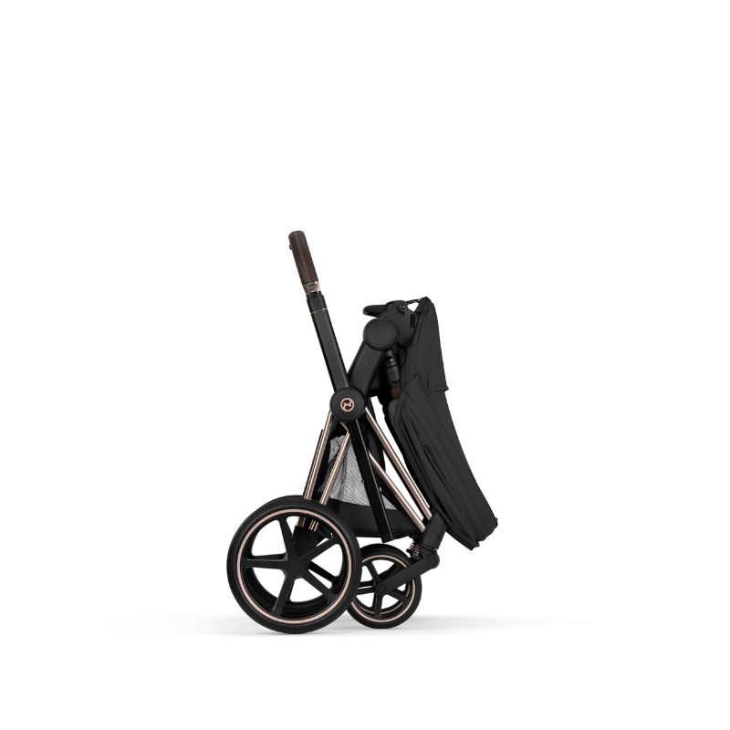 Cybex Priam Comfort Σύστημα Μεταφοράς 2-Σε-1 Με Αναδιπλούμενο Πορτ Μπεμπέ Sepia Black | black Με Σκελετό Rosegold | rosegold