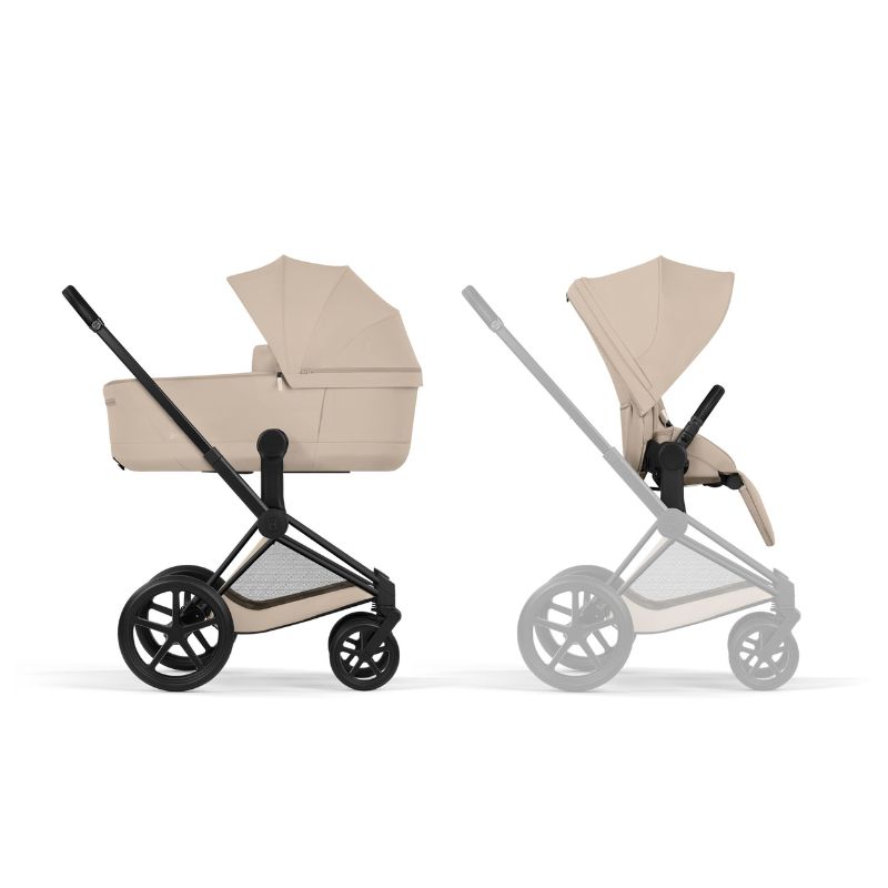 Cybex Priam Comfort Σύστημα Μεταφοράς 2-Σε-1 Με Αναδιπλούμενο Πορτ Μπεμπέ Cozy Beige | beige Με Σκελετό Matt Black | black