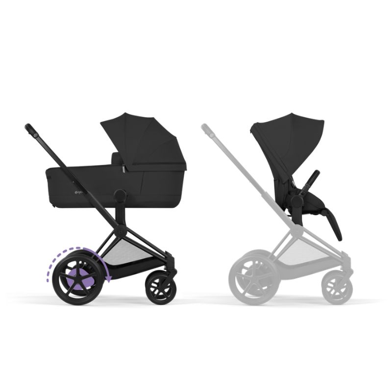 Cybex e-Priam Comfort Σύστημα Μεταφοράς 2-Σε-1 Με Πτυσσόμενο Πορτ Μπεμπέ Sepia Black | black Με Σκελετό Matt Black | black